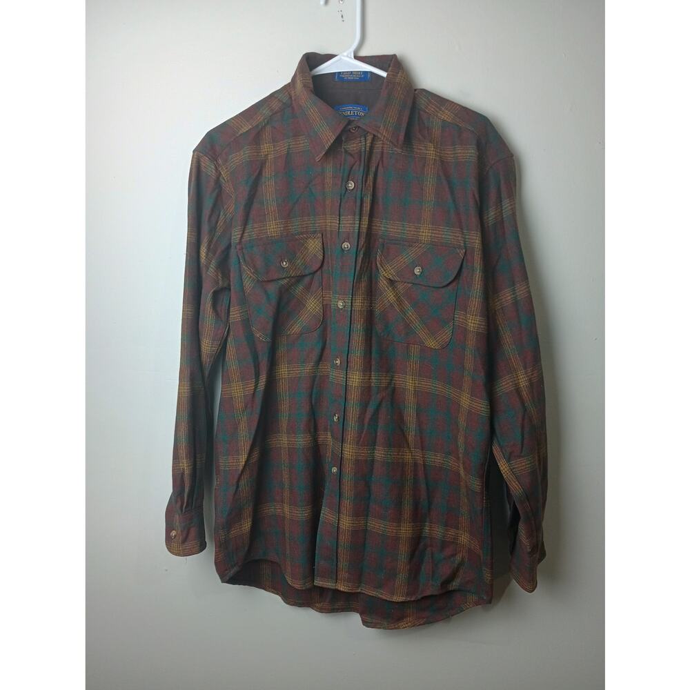 Pendleton Woolen‎ Mills Plaid Burnside Double Breast Flannel Field Shirt Wool M